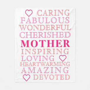 Mother Modern Typografy Pink Heart Fleecedecke