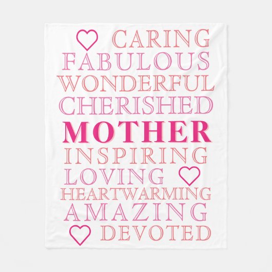 Mother Modern Typografy Pink Heart Fleecedecke (Vorderseite)