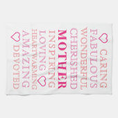 Mother Modern Typografy Pink Heart Geschirrtuch (Horizontal)
