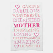 Mother Modern Typografy Pink Heart Geschirrtuch (Vertikal)