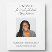 Mother of Bride Save a Seat Wedding Foto Memorial Fotoplatte (Vorderseite)