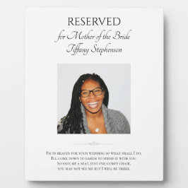Mother of Bride Save a Seat Wedding Foto Memorial Fotoplatte