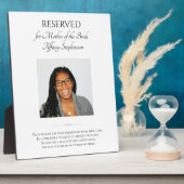 Mother of Bride Save a Seat Wedding Foto Memorial Fotoplatte (Seite)
