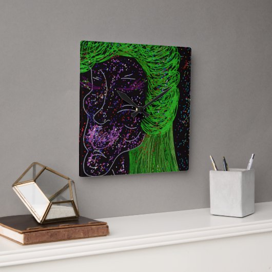 Mother of Galaxies Wall Clock Quadratische Wanduhr (Büro)