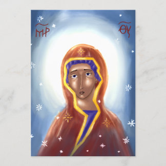 Mother of God Paper Icon Card Dankeskarte