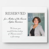 Mother of Groom Reserved Foto Memorial Wedding Fotoplatte (Vorderseite)