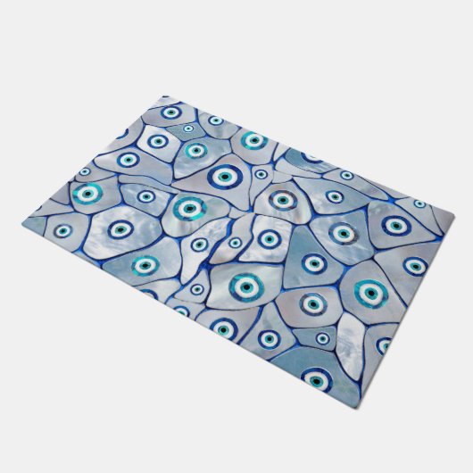 Mother of pearl Evil Eye Pattern Fußmatte (Schrägansicht)