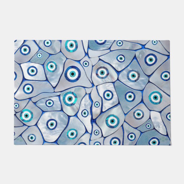 Mother of pearl Evil Eye Pattern Fußmatte (Vorderseite)