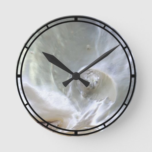 Mother-of-Pearl-Nacre-Foto Runde Wanduhr (Vorderseite)