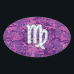 Mother of Pearl Virgo Zodiac on Pink Digital Camo Ovaler Aufkleber<br><div class="desc">A mother of pearl Like Virgo Zodiac Sign on Digital Camouflage in pink purple and fuchsia background. A modern urban girly style design for a great custom skin gift idea. 
 



Use the "Message" link to contact us with your special design requests or for some assistance with your customization needs.</div>
