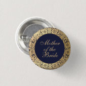 Mother of the Bride Navy Blue Vintage Gold Roses Button (Vorne & Hinten)