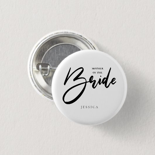 Mother of the Bride Tribe, Team Black Typography Button (Vorne & Hinten)