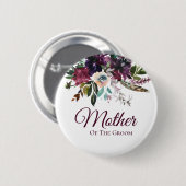 Mother Of The Groom Burgundy Floral Button (Vorne & Hinten)