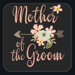 Mother of the Groom - Wedding Party Quadratischer Aufkleber<br><div class="desc">Mother of the Groom - Wedding Party</div>