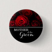 "Mother of The Groom" Wedding Red Roses Button (Vorderseite)