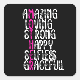 Mother quotes : Lovely Words   Mother's Day Design Quadratischer Aufkleber