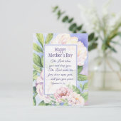 Mother’s Day Blessing Bible Verse Floral Postkarte (Stehend Vorderseite)
