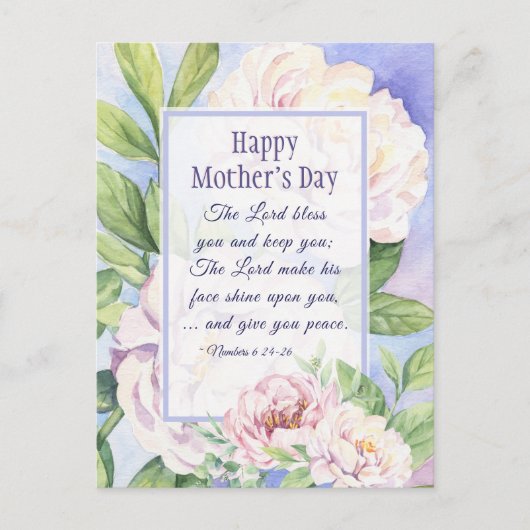 Mother’s Day Blessing Bible Verse Floral Postkarte (Vorderseite)