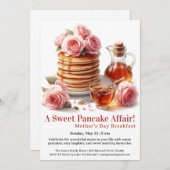 Mother’s Day Breakfast Invitation – Pancakes Roses Einladung (Vorne/Hinten)