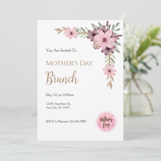 Mother´s Day Brunch Invitation Einladung (Stehend Vorderseite)