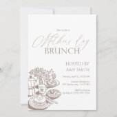 Mother’s Day Brunch Neutral Line  Einladung (Vorderseite)