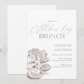 Mother’s Day Brunch Neutral Line  Einladung (Vorne/Hinten)