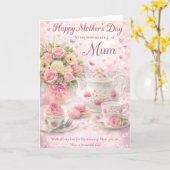 Mother’s Day Card for Mum – Floral Tea Design Karte (Gelbe Blume)