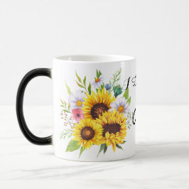 Mother’s Day Mug with Sunflower Bouquet and Heartf Verwandlungstasse