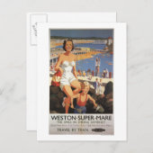 Mother & Son on Beach Railposter Postkarte (Vorne/Hinten)