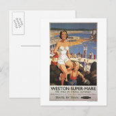 Mother & Son on Beach Railposter Postkarte (Vorne/Hinten)