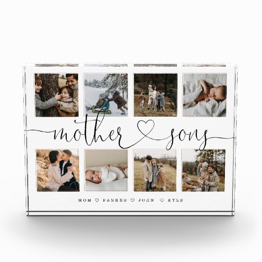 Mother Sons Heart Script | Foto Grid Collage (Vorderseite)