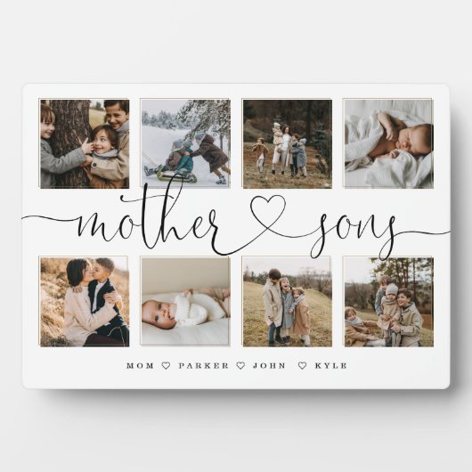 Mother Sons Heart Script | Foto Grid Collage Fotoplatte (Vorderseite)