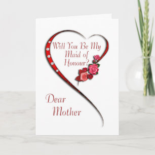 Mother, Swirling heart Maid of Honour invitation Einladung