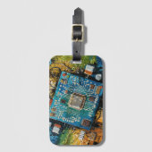 Motherboard - Abstract Computer Tech Art Gepäckanhänger (Vorderseite Vertikal)