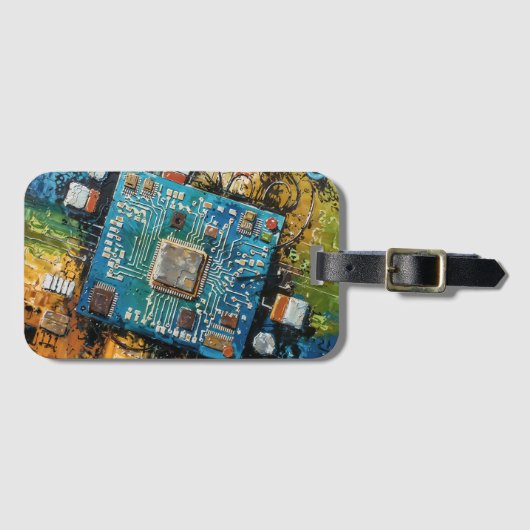 Motherboard - Abstract Computer Tech Art Gepäckanhänger (Vorderseite (Horizontal))