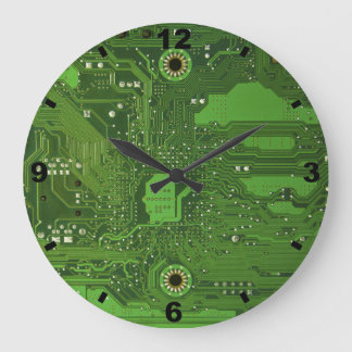 MOTHERBOARD GREEN Large Round Clock Große Wanduhr