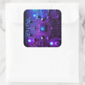 Motherboard Microchip Lila Blue IT Computer Back Quadratischer Aufkleber (Tasche)