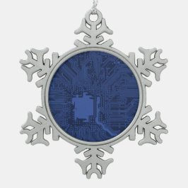 Motherboard-Muster von Blue Geek Schneeflocken Zinn-Ornament