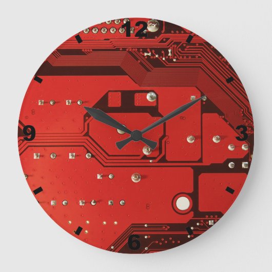 MOTHERBOARD RED Large Round Clock Große Wanduhr (Vorderseite)