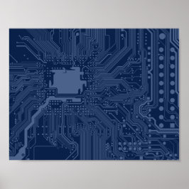 Motherboard-Schaltmuster für Blaugrippe Poster
