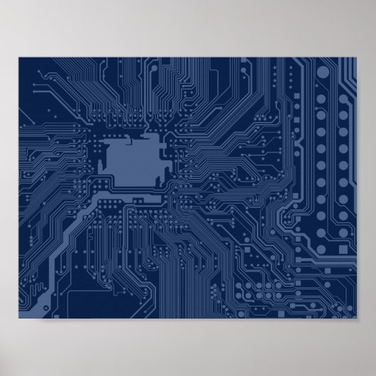 Motherboard-Schaltmuster für Blaugrippe Poster (Vorne)