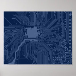 Motherboard-Schaltmuster für Blaugrippe Poster