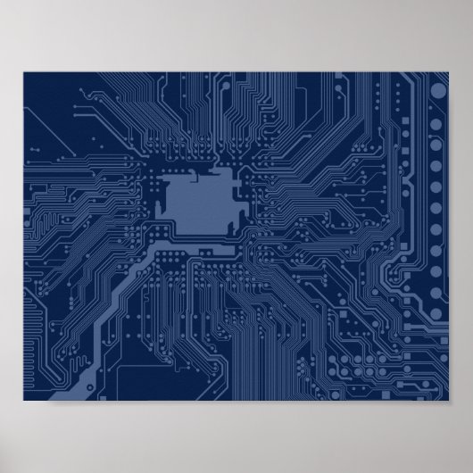 Motherboard-Schaltmuster für Blaugrippe Poster (Vorne)