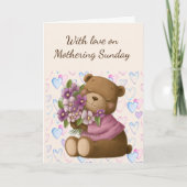 Mothering Sunday Liebe schätzen Bären Blume Card Karte (Vorderseite)