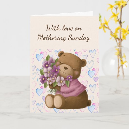 Mothering Sunday Liebe schätzen Bären Blume Card Karte (Gelbe Blume)