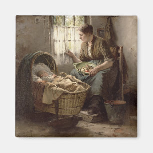 Motherly Zuneigung (Öl auf Leinwand) Magnet