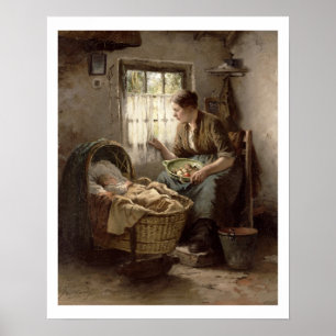 Motherly Zuneigung (Öl auf Leinwand) Poster