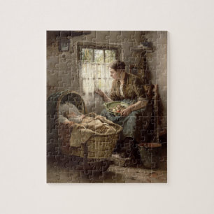 Motherly Zuneigung (Öl auf Leinwand) Puzzle