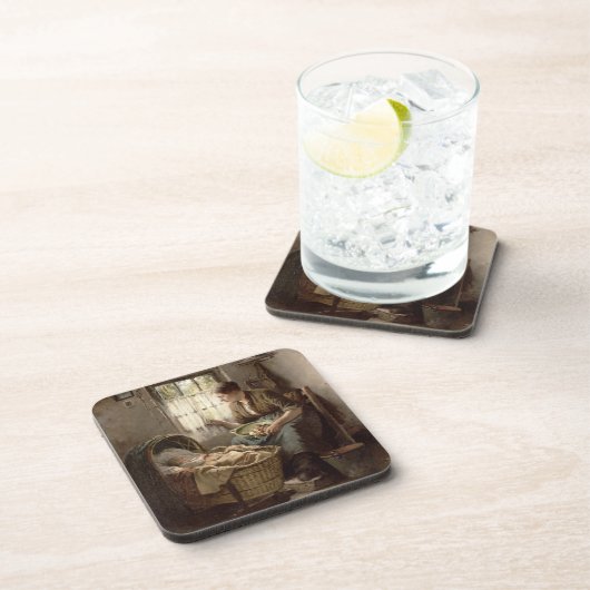 Motherly Zuneigung (Öl auf Leinwand) Untersetzer (Rechte Seite)