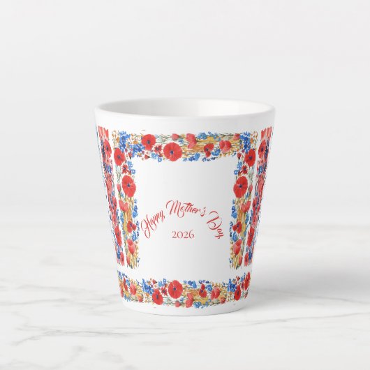 Mother's Day 2026 Brush Strokes Wildflowers Milchtasse (Vorderseite)